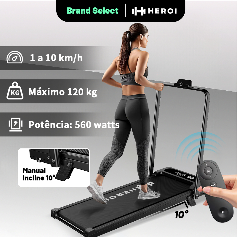 HEROI Esteira Elétrica Dobrável(127/220 V), Equipamento de Ginástica Doméstico, Até120 kg