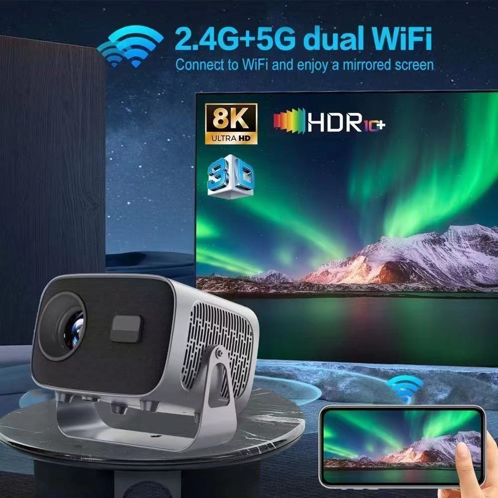 Projetor A10 Android TV 4K Dual Band WIFI 6.0 Bluetooth 5.0 Cinema Portátil Escritório Sala